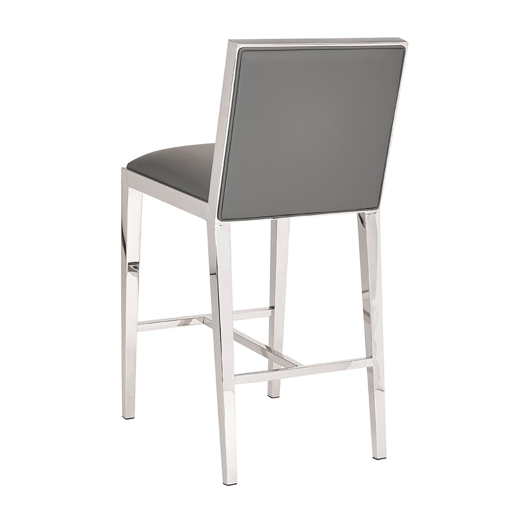 Chaise de comptoir Emario : similicuir gris