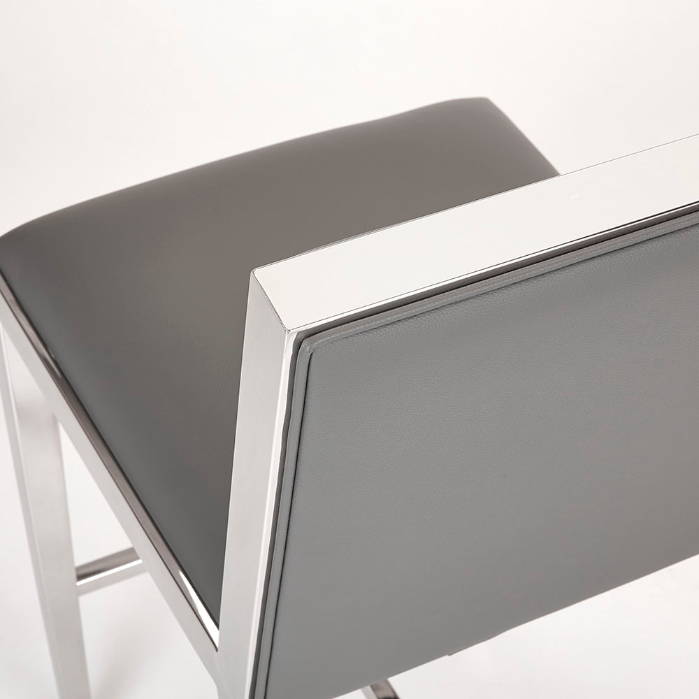 Chaise de comptoir Emario : similicuir gris