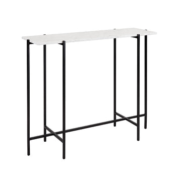 Table console Ida avec dessus en marbre blanc : cadre noir