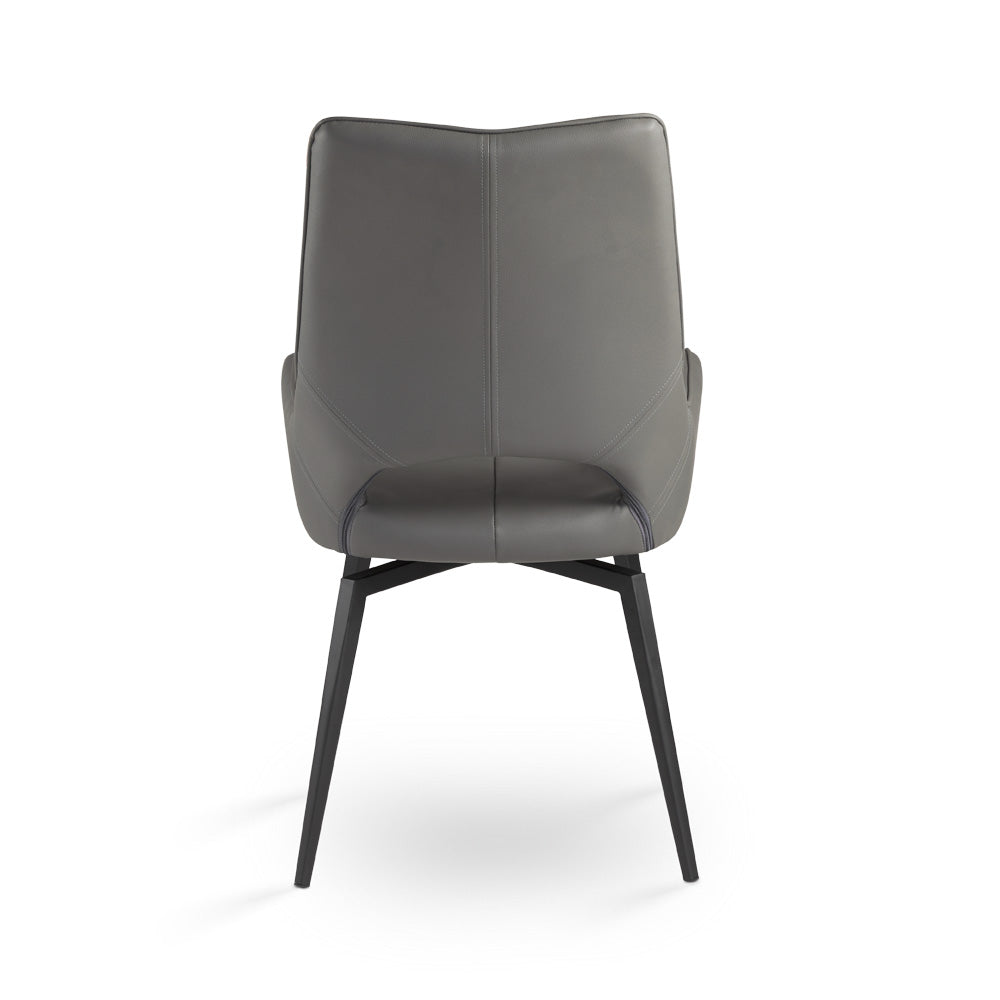 Chaise de salle à manger pivotante Bromley : similicuir gris avec pieds noirs