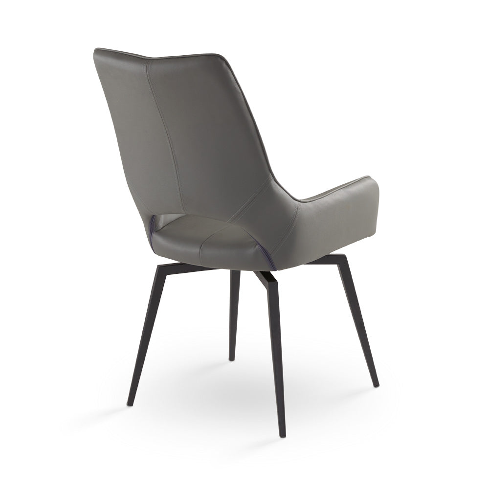 Chaise de salle à manger pivotante Bromley : similicuir gris avec pieds noirs