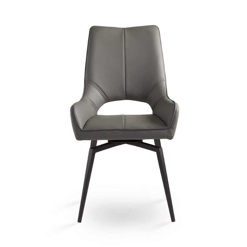 Chaise de salle à manger pivotante Bromley : similicuir gris avec pieds noirs