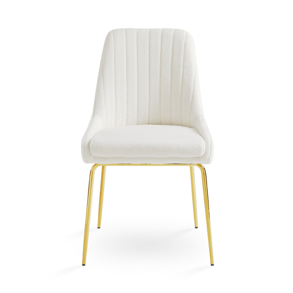 Chaise de salle à manger Moira Gold : tissu boucle