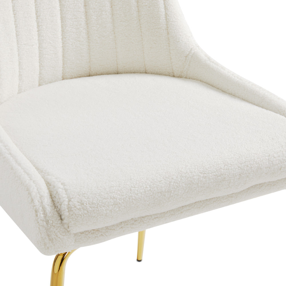 Chaise de salle à manger Moira Gold : tissu boucle