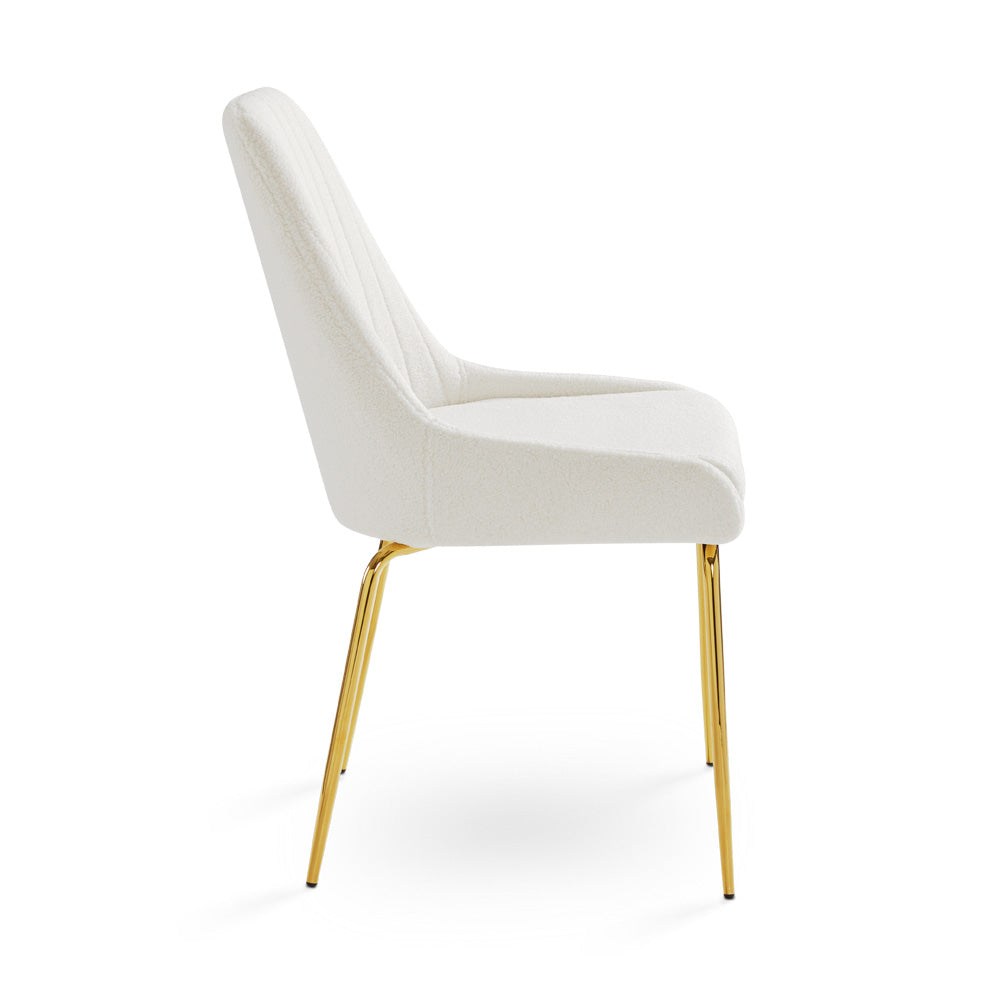 Chaise de salle à manger Moira Gold : tissu boucle