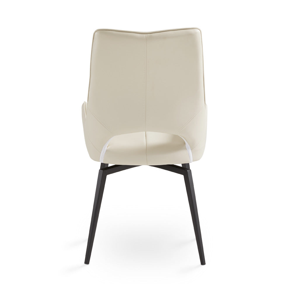 Chaise de salle à manger pivotante Bromley : similicuir taupe avec pieds noirs