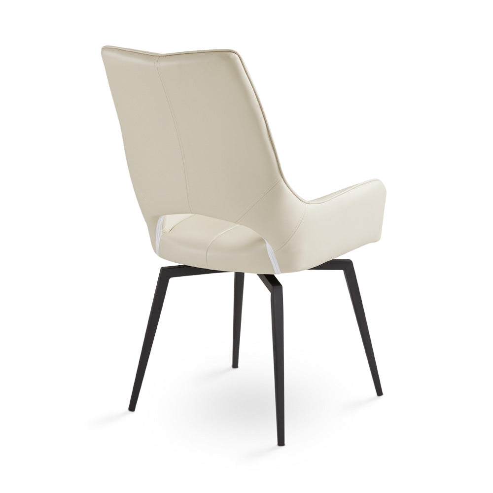 Chaise de salle à manger pivotante Bromley : similicuir taupe avec pieds noirs