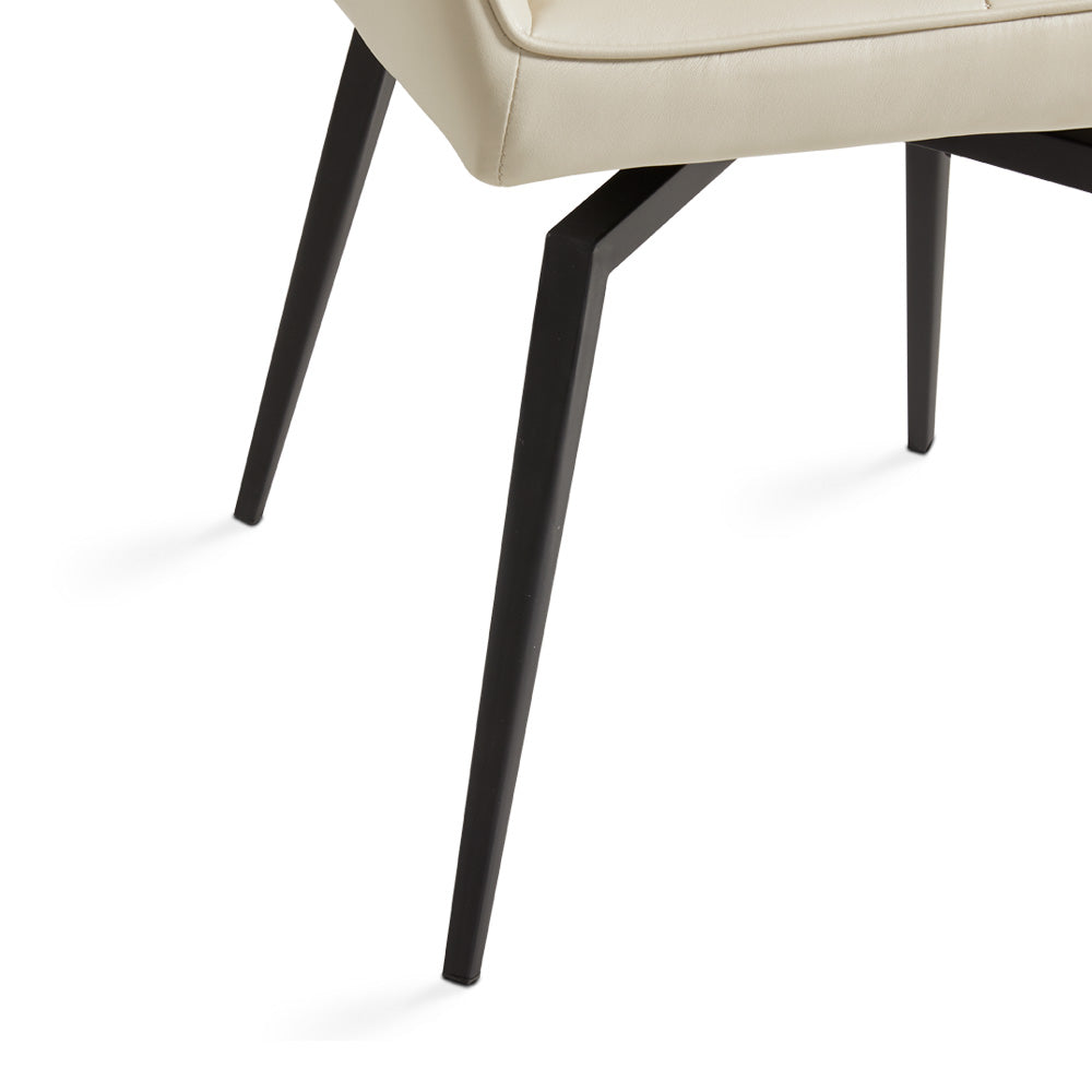 Chaise de salle à manger pivotante Bromley : similicuir taupe avec pieds noirs
