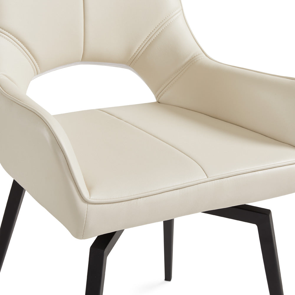 Chaise de salle à manger pivotante Bromley : similicuir taupe avec pieds noirs