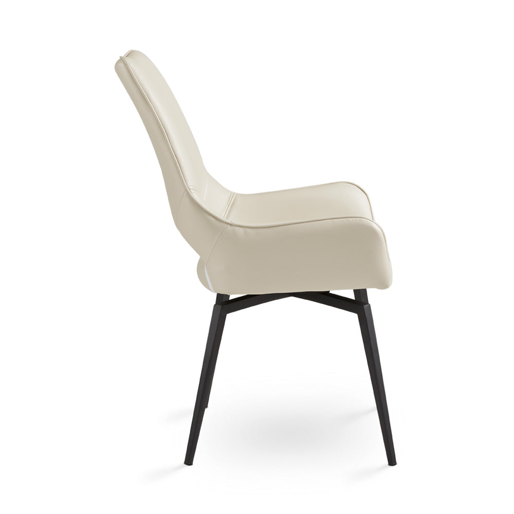 Chaise de salle à manger pivotante Bromley : similicuir taupe avec pieds noirs