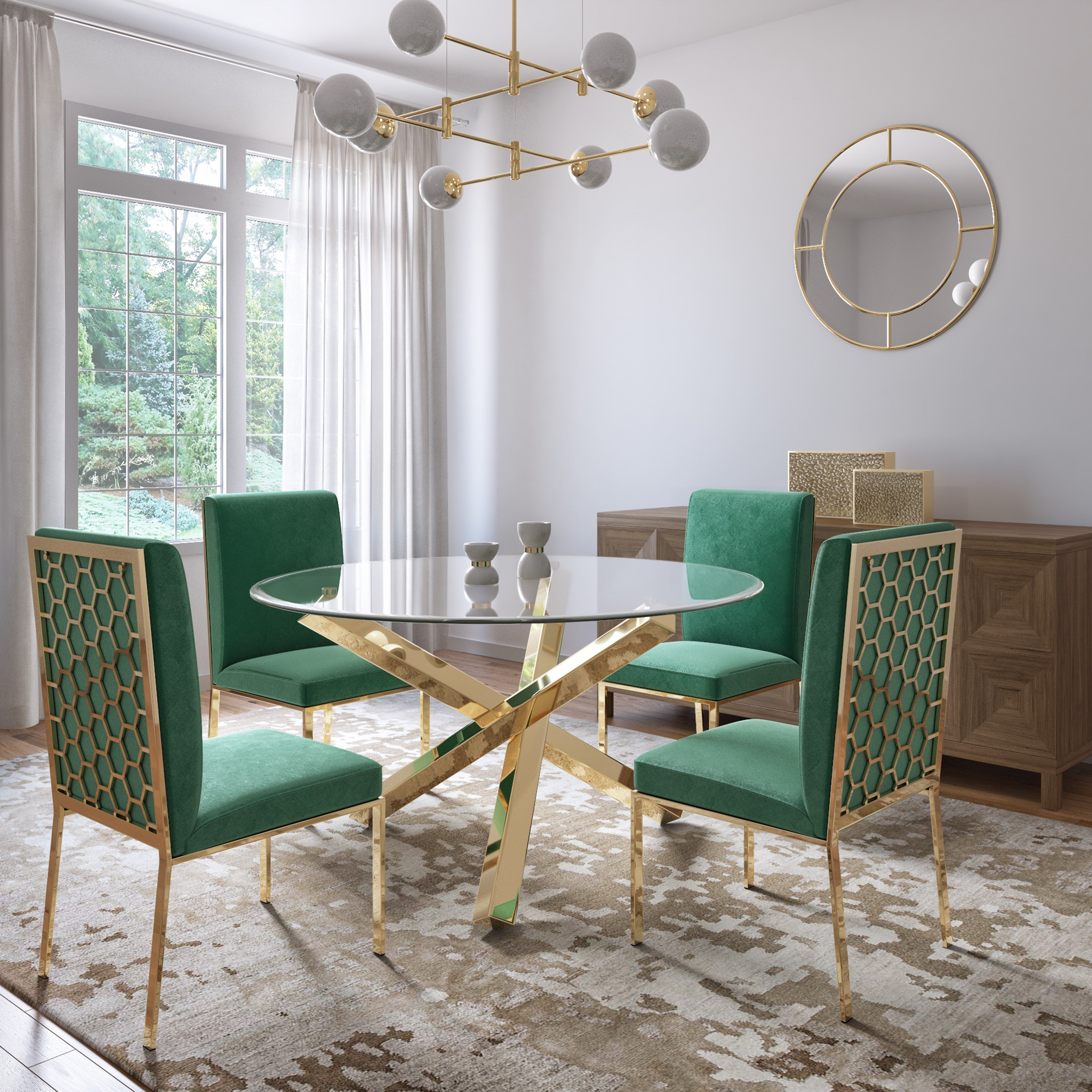 Chaise de salle à manger Riley : vert émeraude