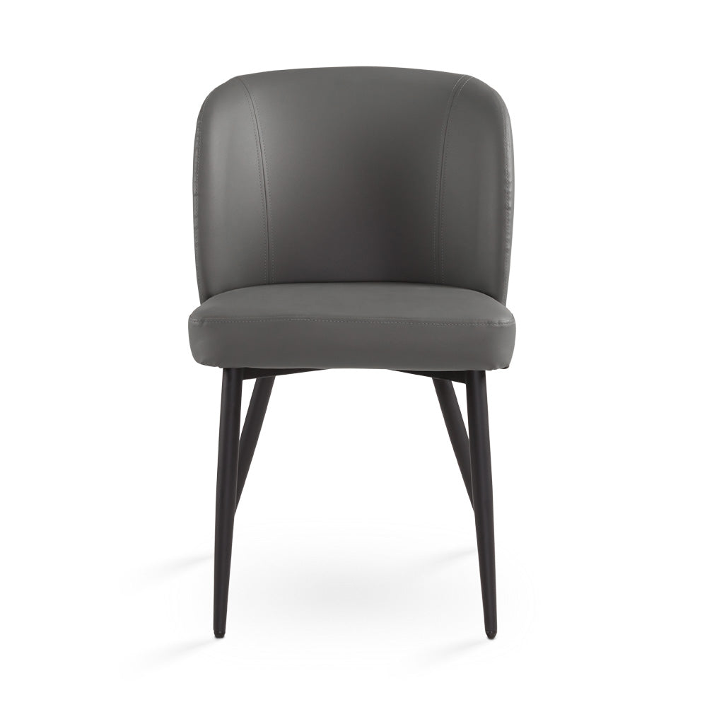 Chaise de salle à manger Fortina : similicuir gris avec pieds noirs