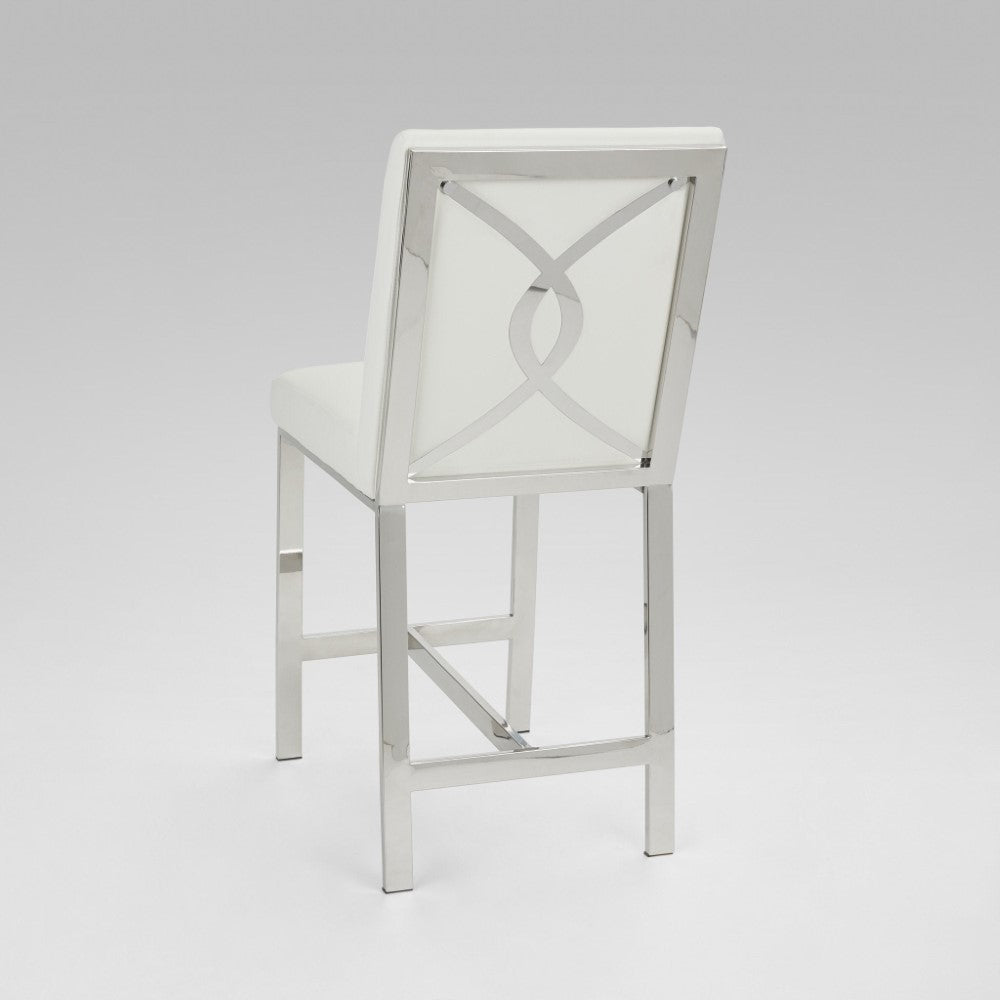 Chaise de comptoir Emiliano : similicuir blanc