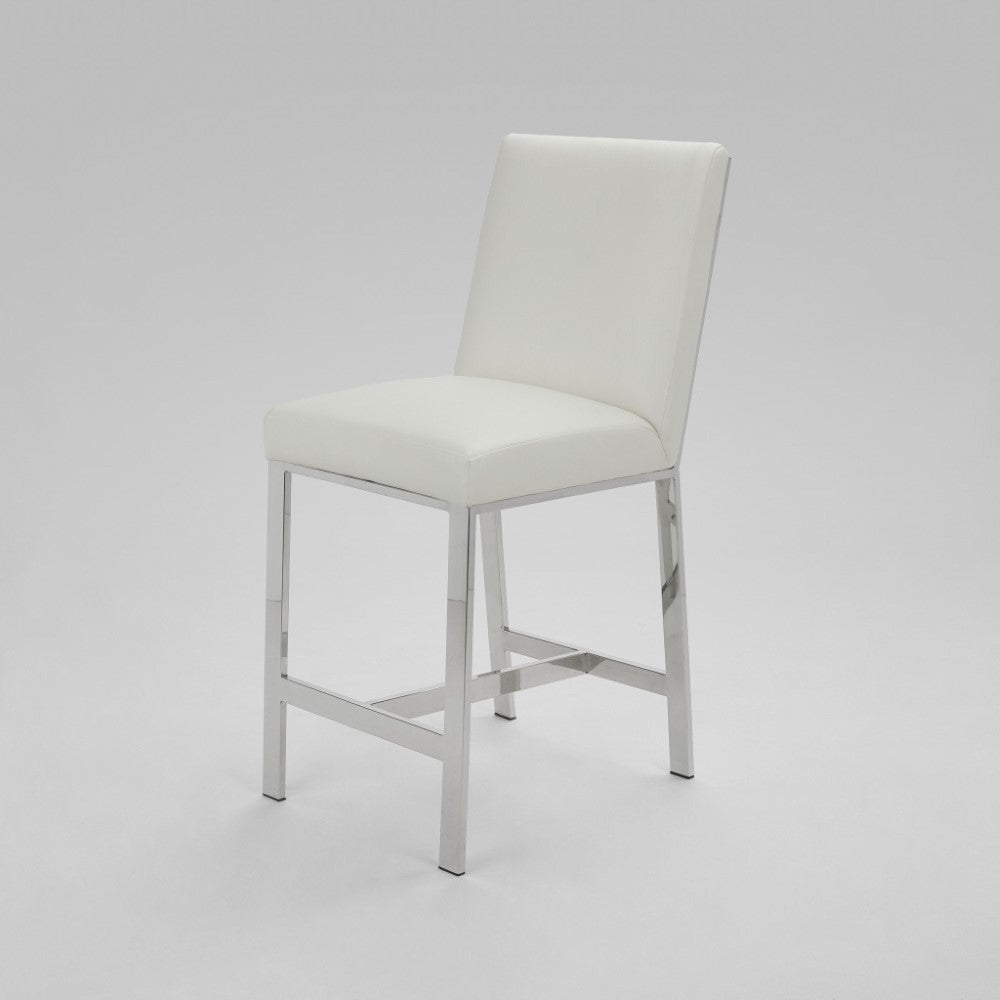Chaise de comptoir Emiliano : similicuir blanc