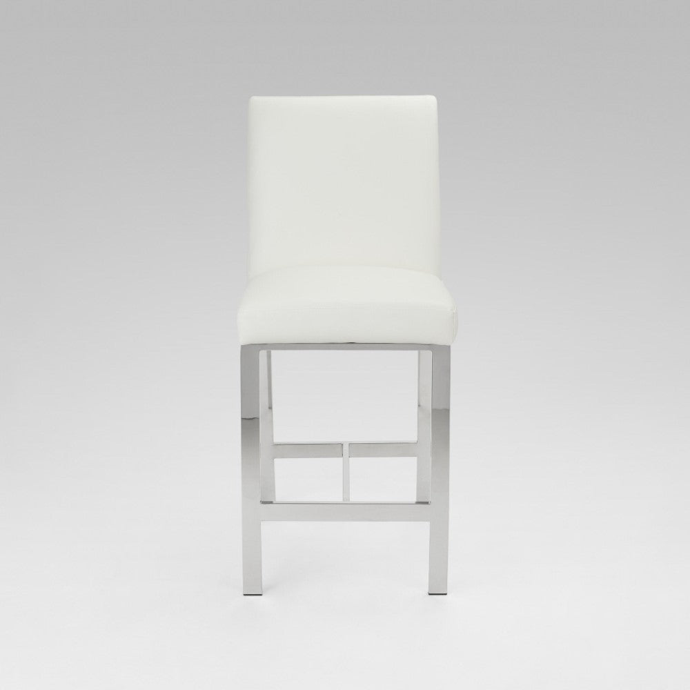 Chaise de comptoir Emiliano : similicuir blanc