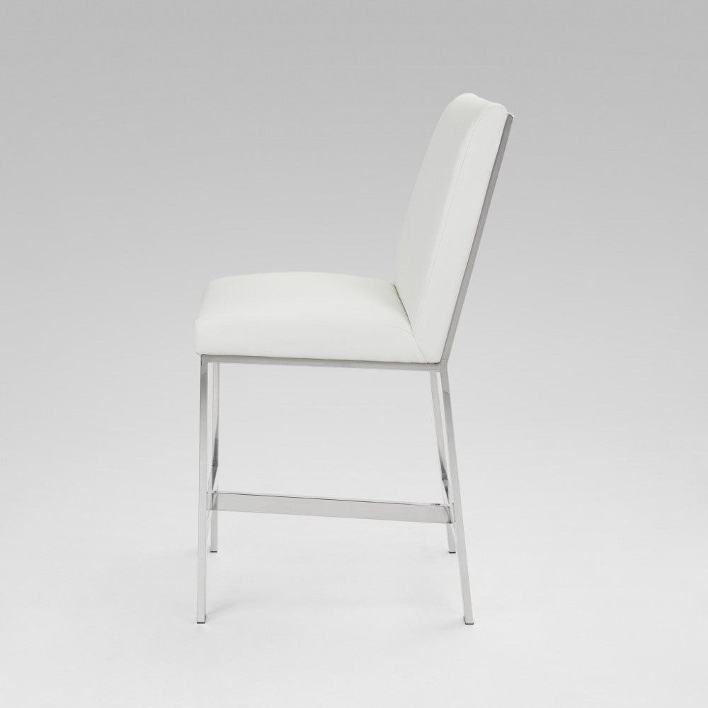 Chaise de comptoir Emiliano : similicuir blanc
