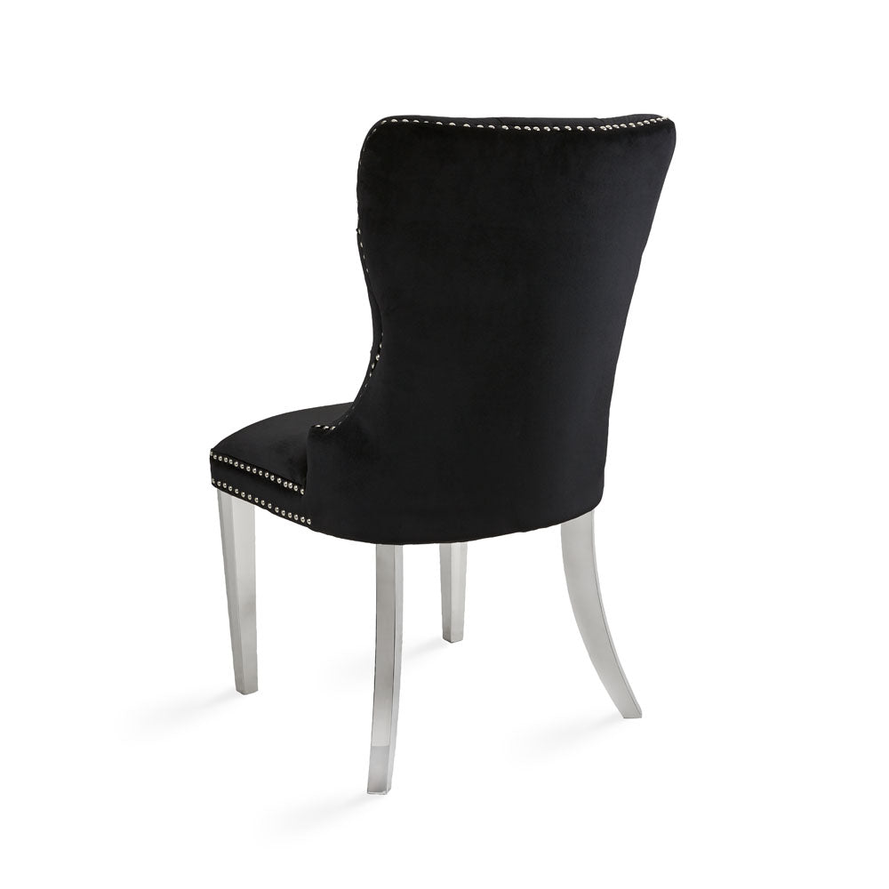 Chaise de salle à manger Euphoria Steel : velours noir
