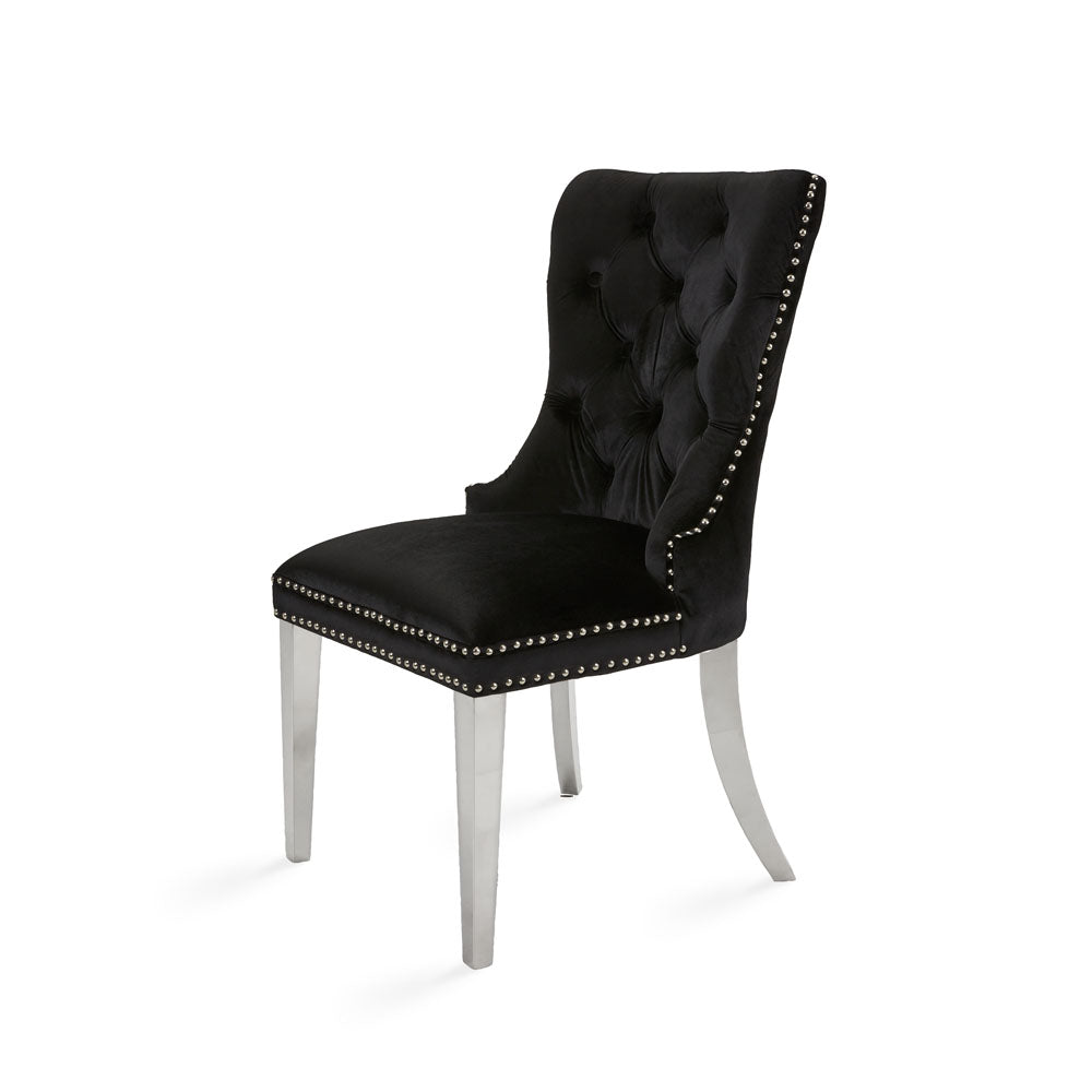 Chaise de salle à manger Euphoria Steel : velours noir