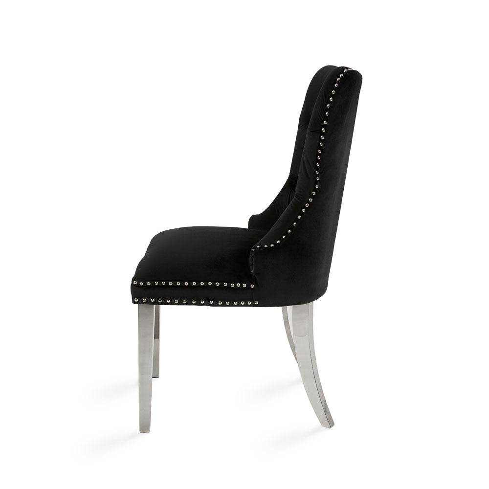 Chaise de salle à manger Euphoria Steel : velours noir