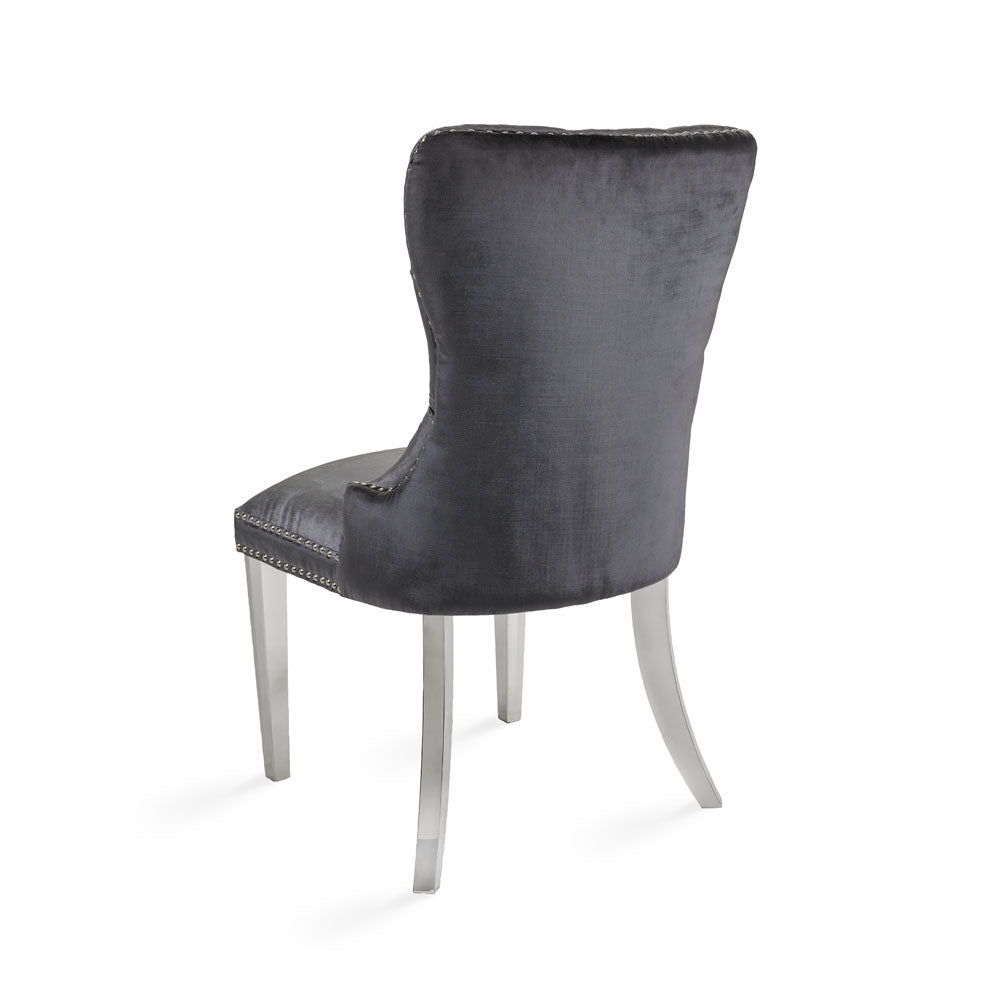 Chaise de salle à manger Euphoria Steel : velours charbon