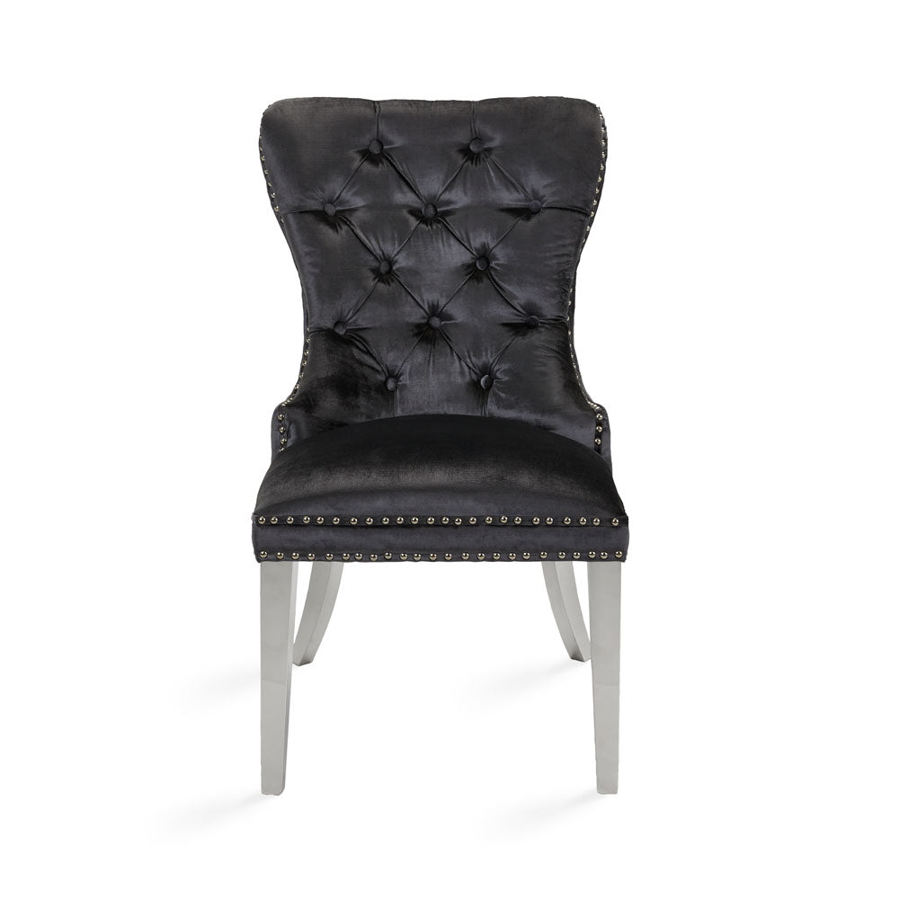 Chaise de salle à manger Euphoria Steel : velours charbon