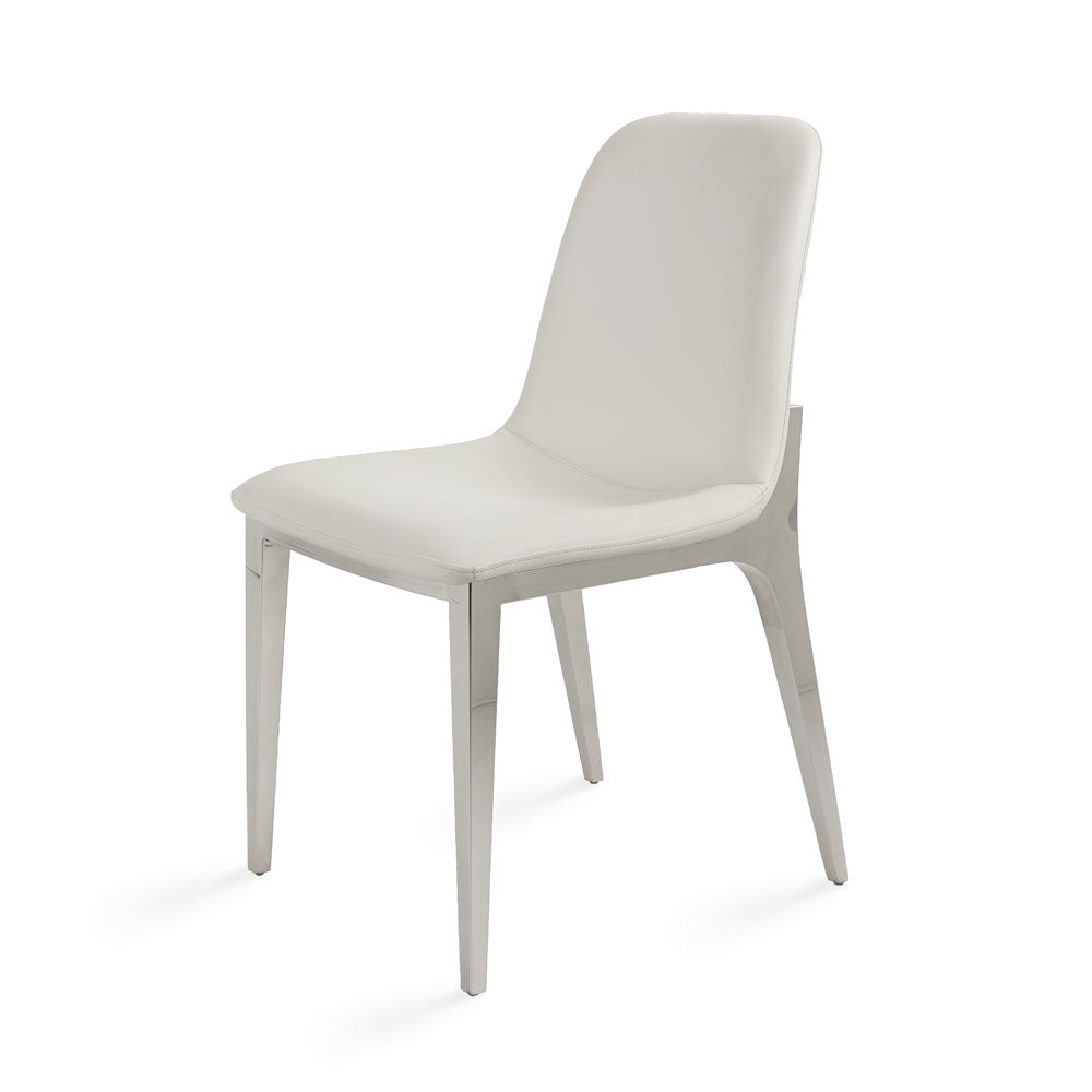 Chaise de salle à manger Minos : similicuir blanc