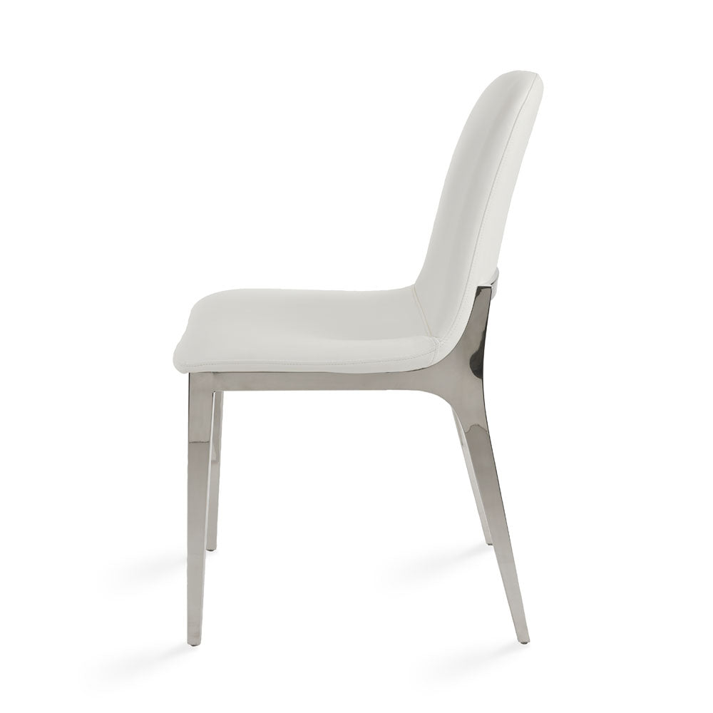 Chaise de salle à manger Minos : similicuir blanc