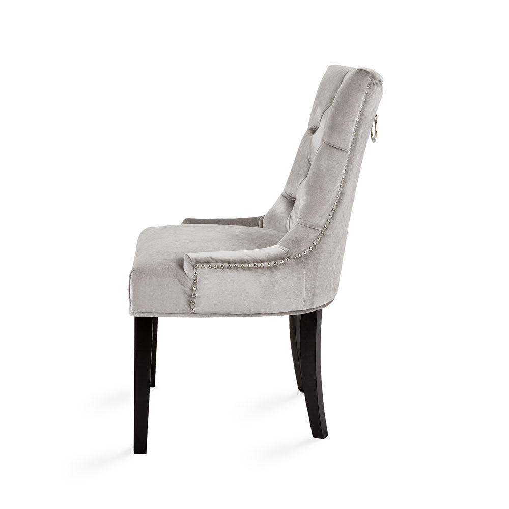 Chaise de salle à manger Petra : velours gris