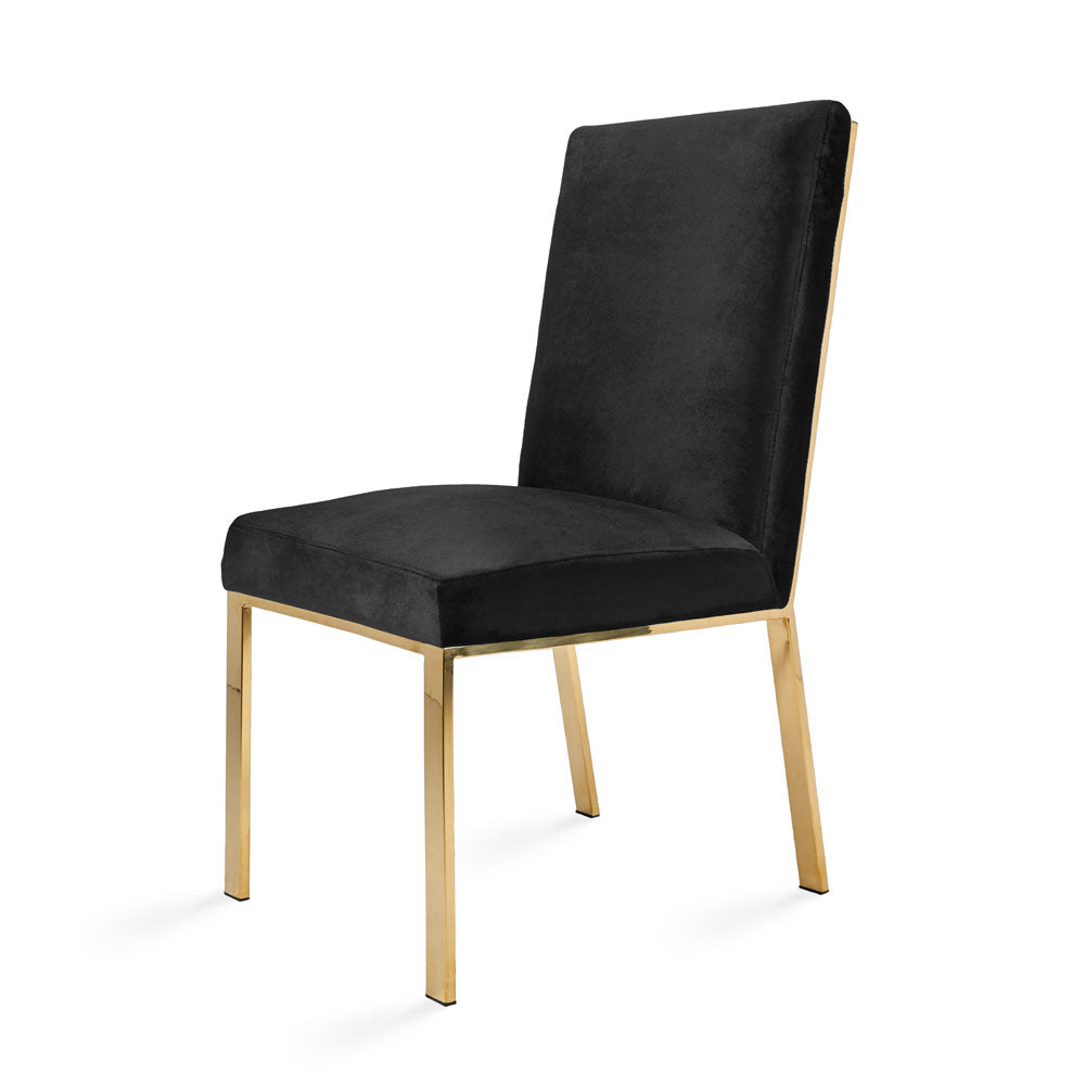 Chaise de salle à manger Wellington Gold : velours noir