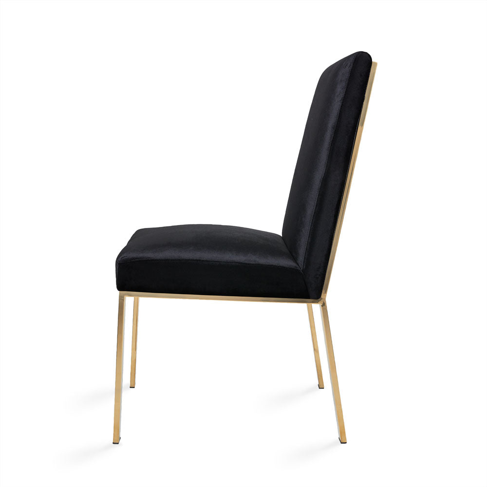 Chaise de salle à manger Wellington Gold : velours noir