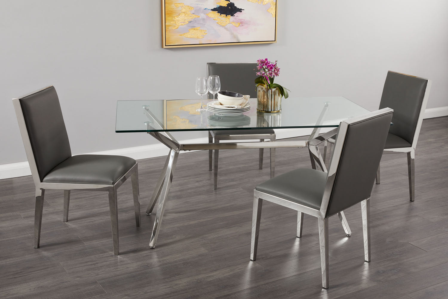 Chaise de salle à manger Emario : similicuir gris