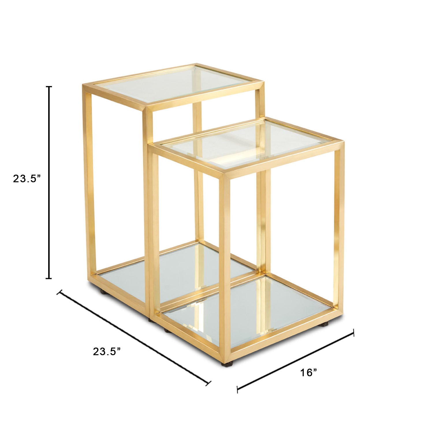 Table de bout dorée à plusieurs niveaux