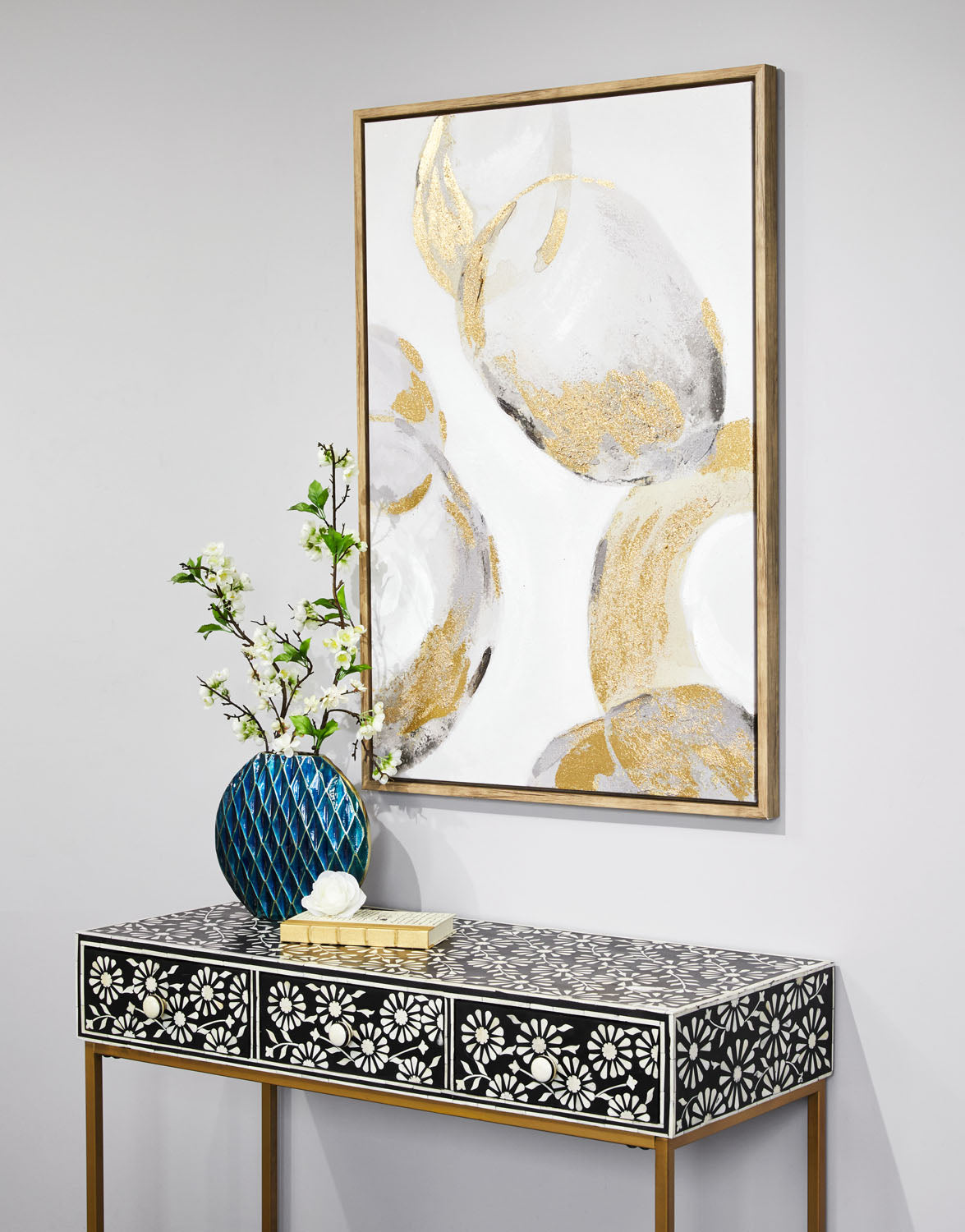 Table console avec incrustation d'os Augustine