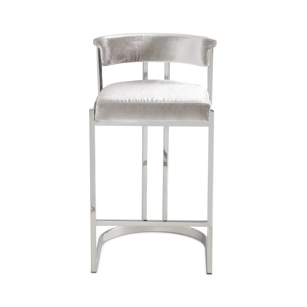 Chaise de comptoir Corona : velours gris