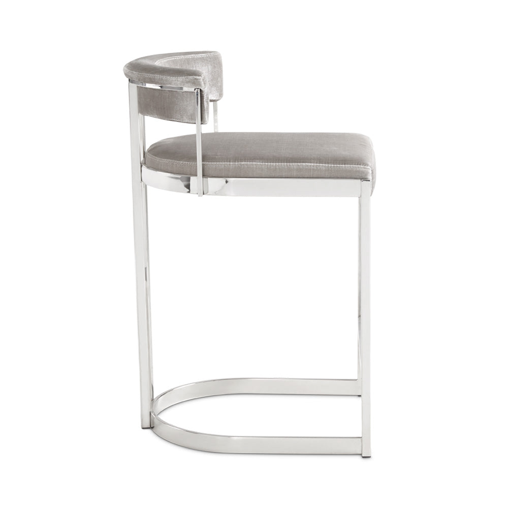 Chaise de comptoir Corona : velours gris