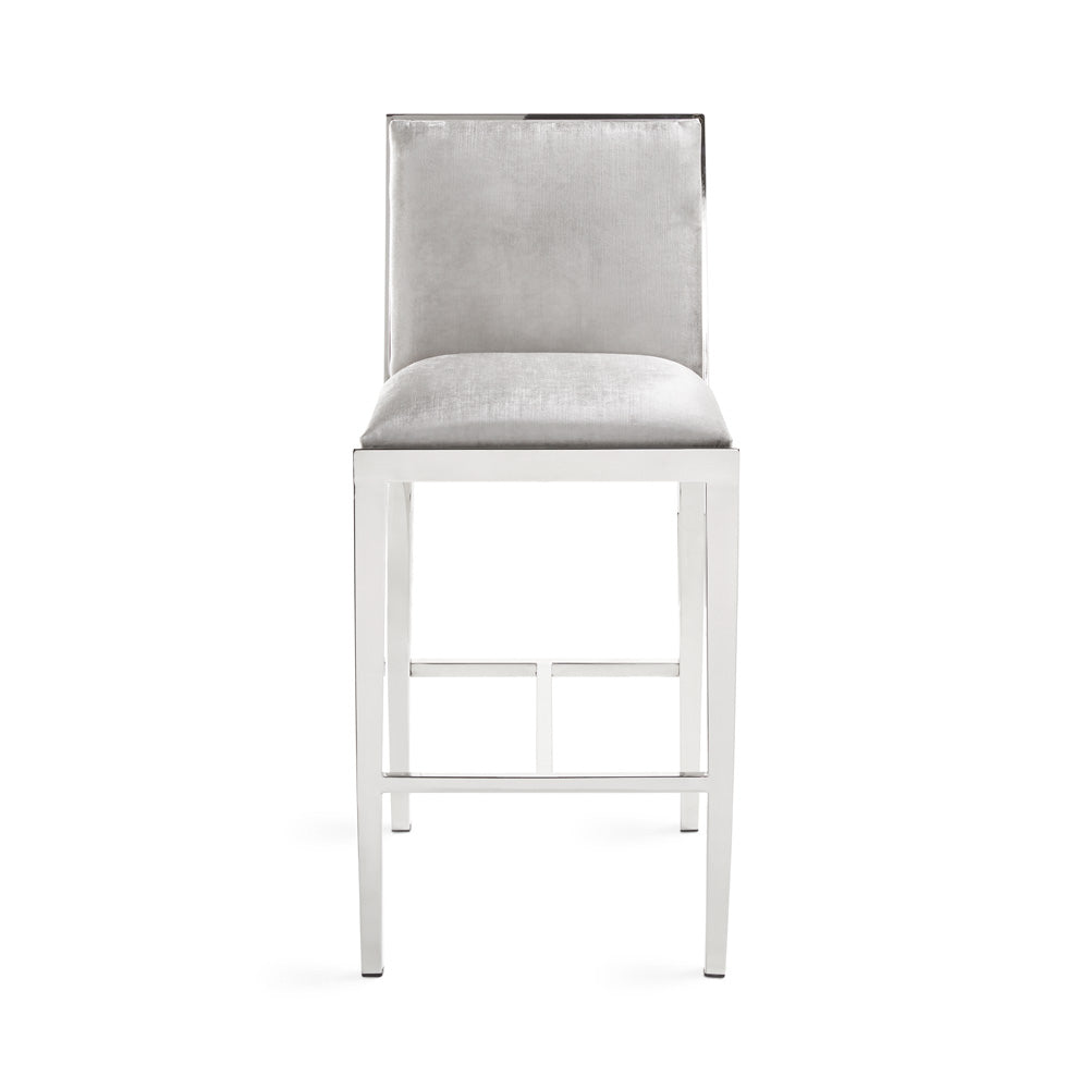 Chaise de comptoir Emario : velours gris