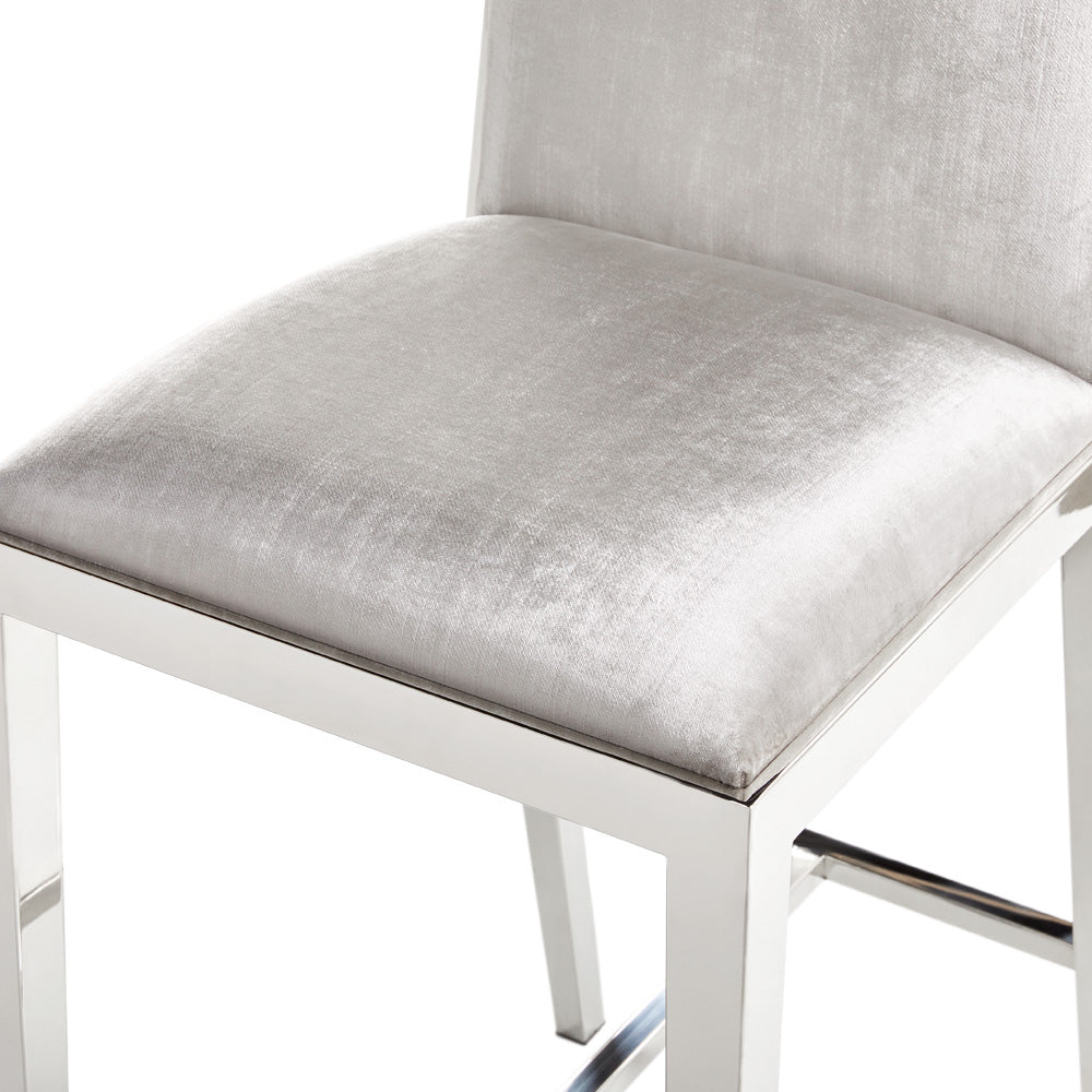 Chaise de comptoir Emario : velours gris