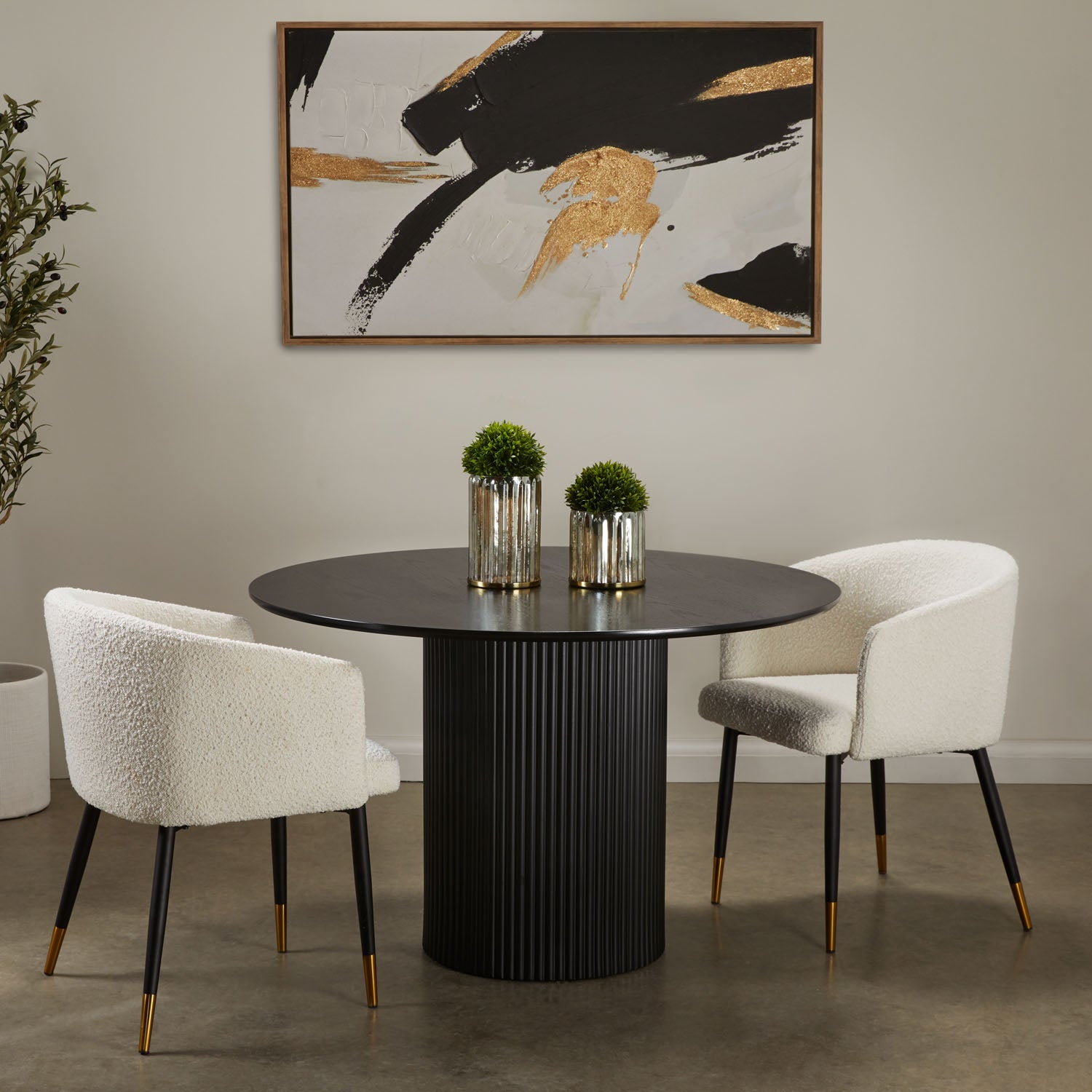 Art mural : blanc, noir et or