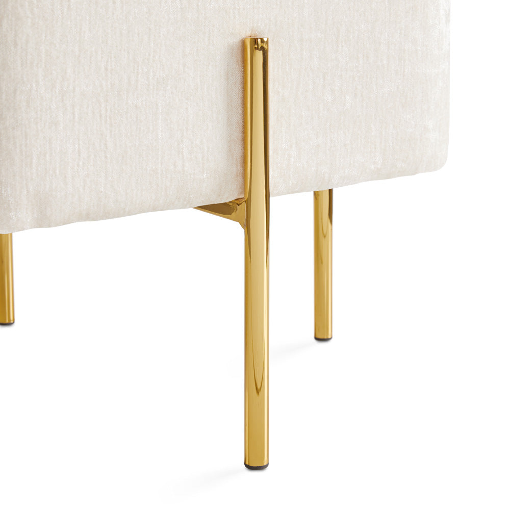 Pouf Kube Gold : Lin ivoire