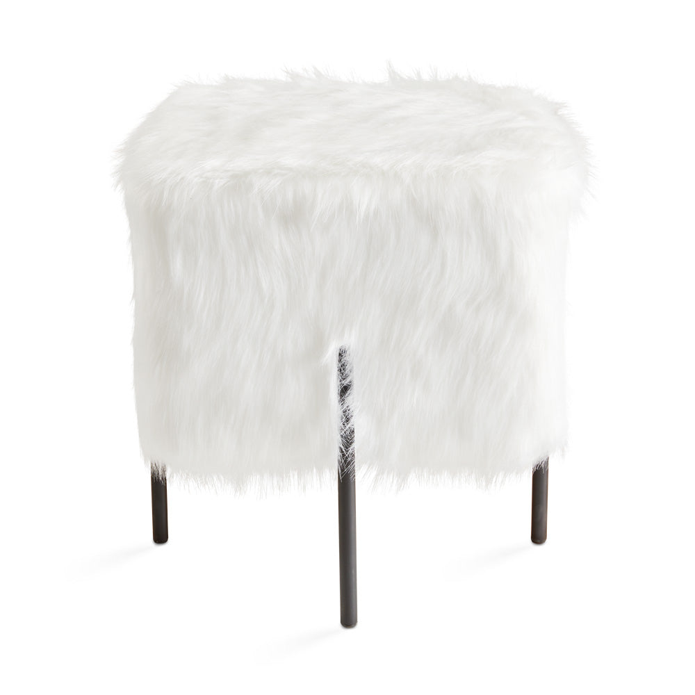 Pouf Kube : Fausse Fourrure Blanche