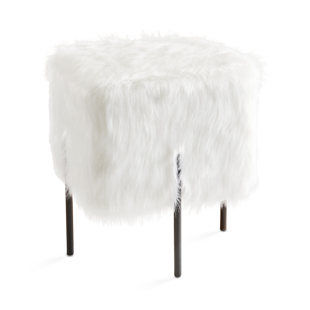 Pouf Kube : Fausse Fourrure Blanche