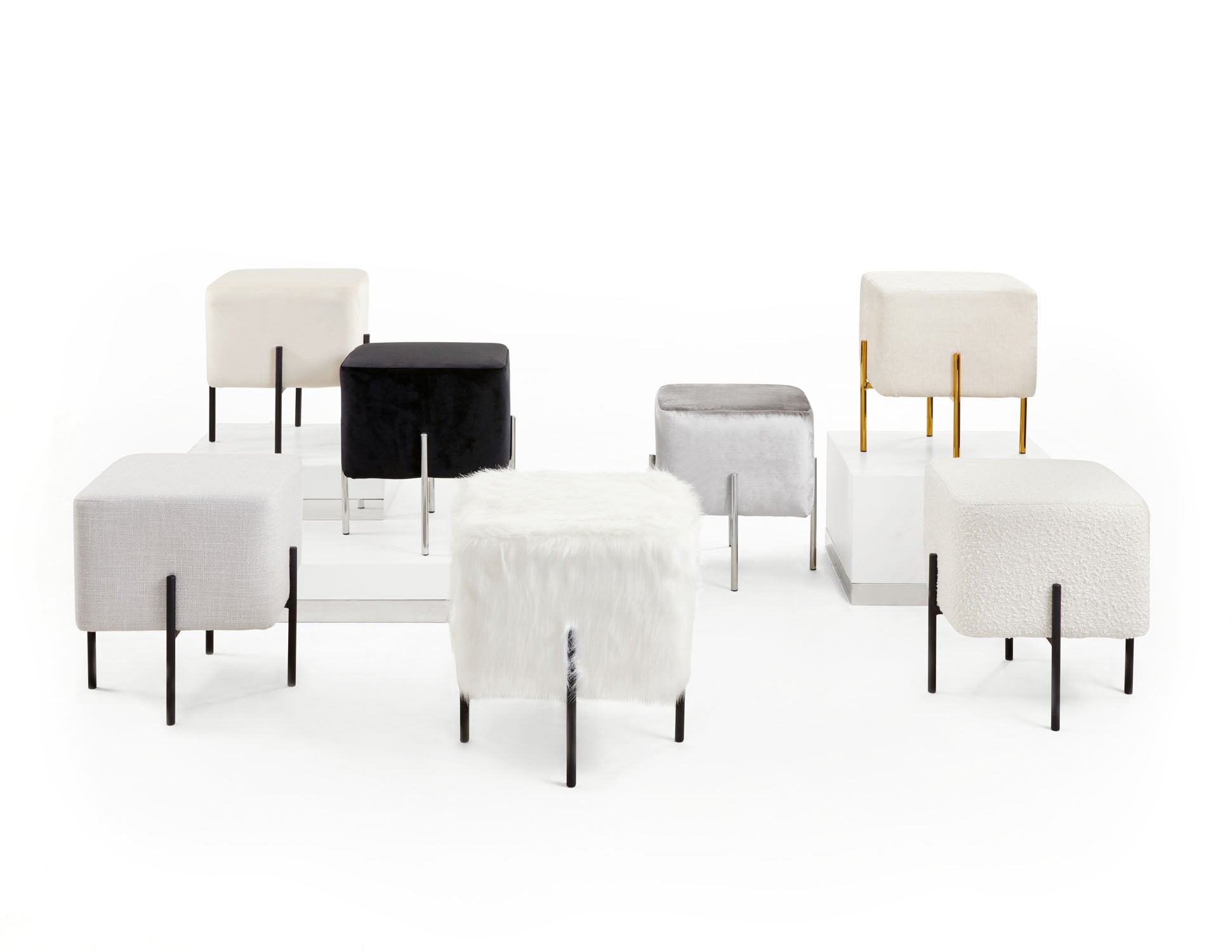 Pouf Kube Gold : Lin ivoire