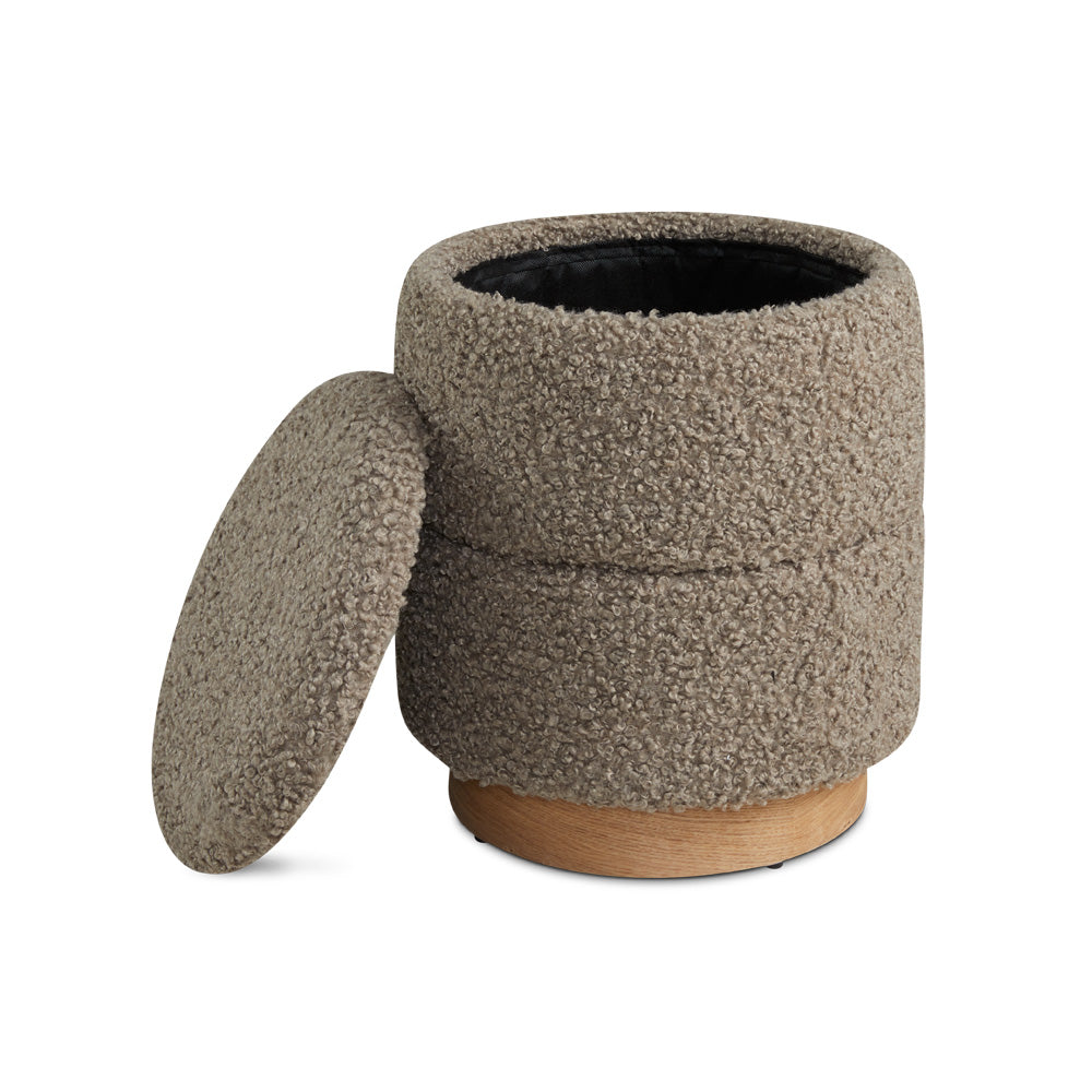 Pouf de rangement Edgar : Boucle taupe