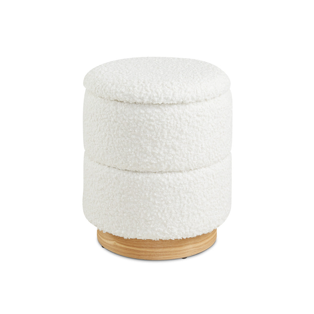 Edgar Storage Ottoman: White Boucle