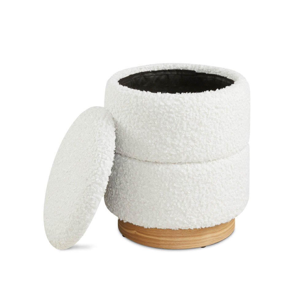 Edgar Storage Ottoman: White Boucle