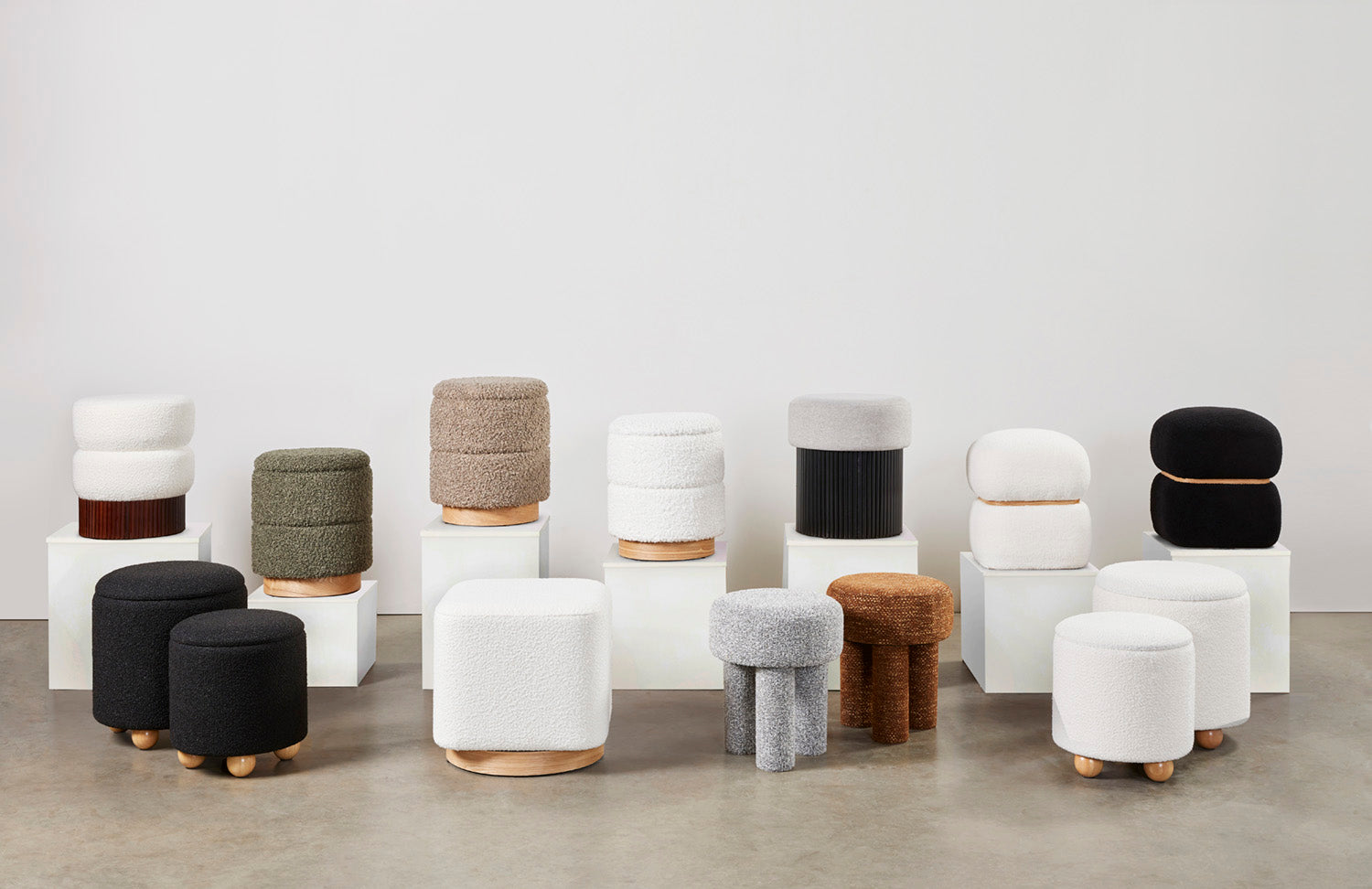 Edgar Storage Ottoman: White Boucle