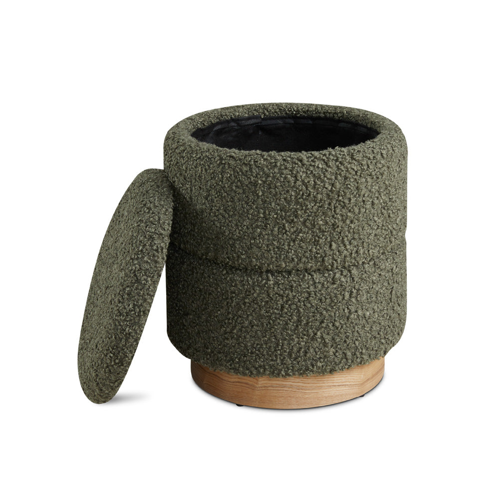 Pouf de rangement Edgar : Boucle olive