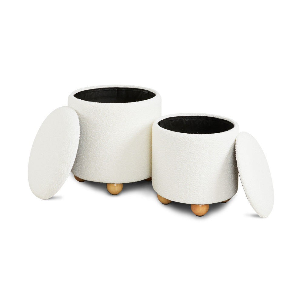 Poufs de rangement Benedict : Boucle ivoire