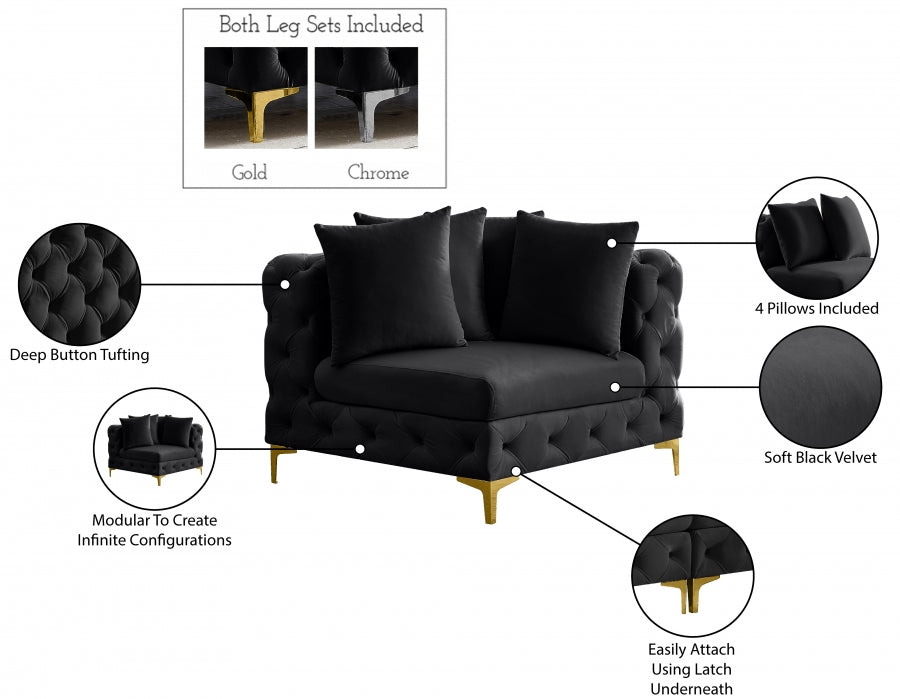 Chaise de coin modulaire en velours Tremblay