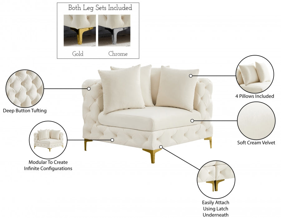 Chaise de coin modulaire en velours Tremblay